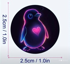 500 pcs Sticker Seals Roll Adorable Animals In «Neon Lights» Self Adhesive NEW