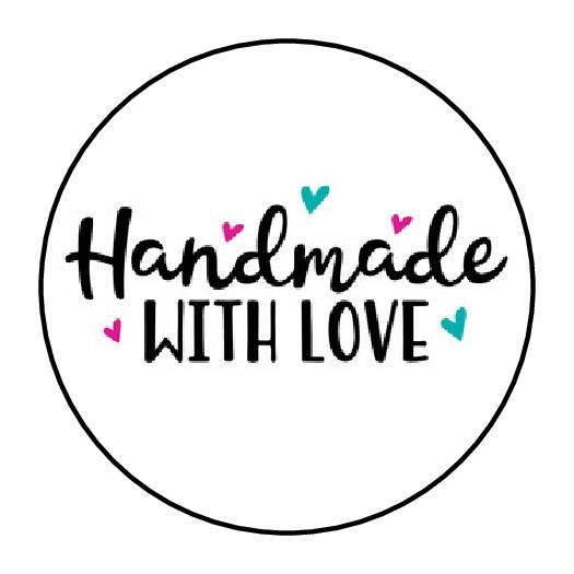 30 HANDMADE WITH LOVE ENVELOPE SEALS LABELS STICKERS 1.5″ ROUND HAND MADE Hearts