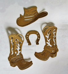 Cowgirl Boy Boots Hat HorseShoe Die Cut Western Embellishment Scrapbooking 8 pcs