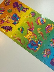 Vintage Lisa Frank Scuba Mouse and Tropical Fish Rainbow Sticker Sheet LFI- S288