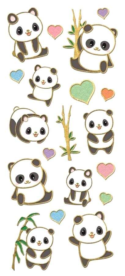 Panda Love Faux Enamel Stickers Planner Supply Papercraft Crafts Scrapbook