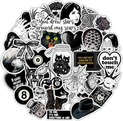 100 Black Vinyl Stickers – Perfect for Journals, Laptops & Water Bottles