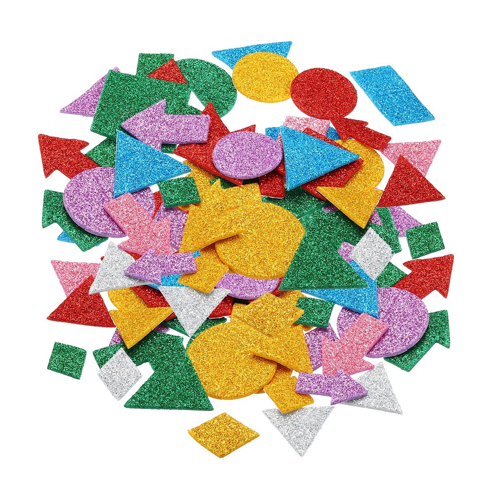 Foam Stickers 4Pack 120Pc EVA Adhesive Glitters Foam Shape Sticker Geometric