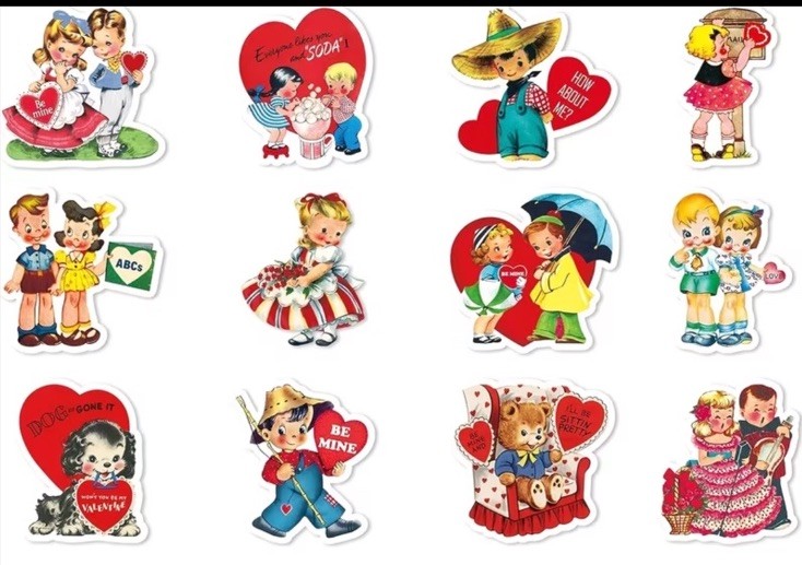 40 PCs ~1.2×1.4”Retro Vintage Valentines Day Stickers Party Favors Great Quality