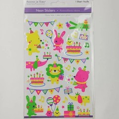 Bunny Bears Forever In Time Neon Stickers Birthday Party Birthday Pals 1 Sheet