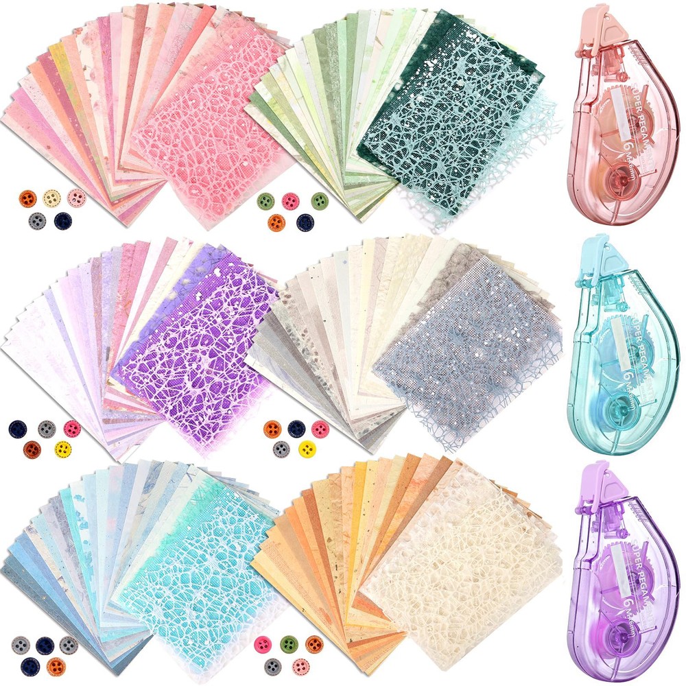 6 Pack Scrapbook Paper, Textured Assorted Sheets, Junk Journal Craft, Multicolor