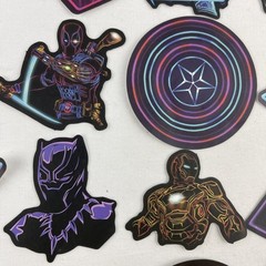 Marvel Superhero Stickers Neon BLK Avengers DC Spiderman Decal Pack Lot 35pc New