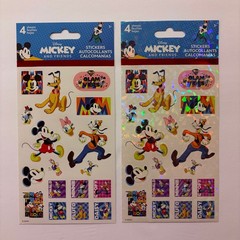 MICKEY MOUSE Pluto Minnie Goofy Holographic & Glossy stickers 4 Sheets NEW