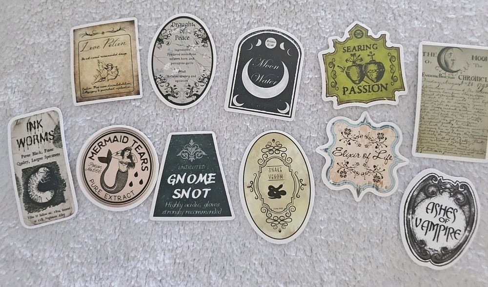 11 Dark Acedemia Apothecary Labels Vintage Style Halloween Drought Tonic Potion