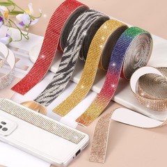 Rhinestone Ribbons 0.8″ x 3 Yard Self-Adhesive Rhinestone Strips (Multicolor AB)