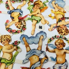 E Heller Angel Cherub Vintage Die Cut Lot of 24 Scrap Paper EAS #3062 Austria