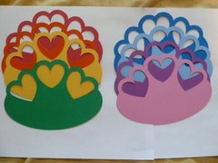 Trio of hearts Scrapbooking frames 5.5×4 set of 8 in primary colors