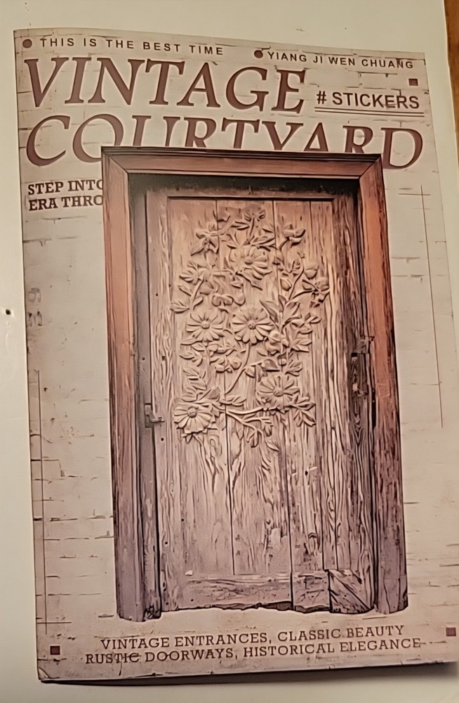 Retro Door Cardstock Sticker, 10PCS Vintage Courtyard Ephemera for Scrapbooking