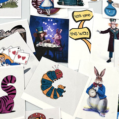 25 Pc ALICE IN WONDERLAND Supplies Kit For Junk Journal Scrapbook Card Toppers
