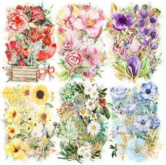 Gilding Flower Stickers 240 Pieces – Glitter Watercolor Transparent Stickers …