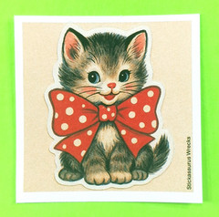 Large Polka Dot Bow Kitten Cat Mini Sticker Sheet