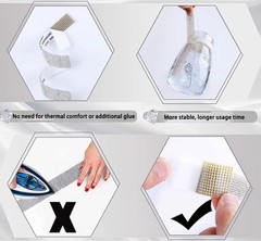 Self Adhesive Rhinestone Trim Tape Diamond Ribbon DIY Strips Width 0.45-3.1cm