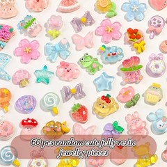 60PCS Cute Slime Charms Mixed Flatback Resin Set,60 Styles Multicolor