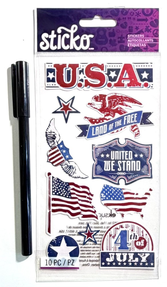 USA Patriotic Stickers Scrapbooking Card Journal Planner Sticko