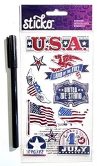 USA Patriotic Stickers Scrapbooking Card Journal Planner Sticko