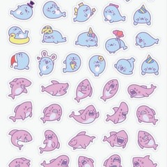 Stickii – Seal & Shark Stickers – Mini Kawaii Sea Life Sticker Sheet – Planners