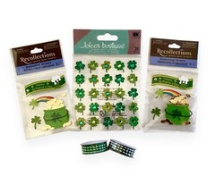 5 St. Patrick’s Crafts – 3 Pks Stickers + 2 Ribbon Shamrock Pot Gold Jolee’s 3D