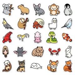 50 Cute Animal Stickers Random Laptop Water Bottle Skateboard Craft Large size