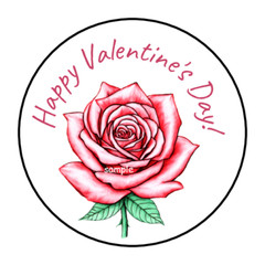 30 VALENTINE’S ROSE ENVELOPE SEALS STICKERS LABELS TAGS 1.5″ ROUND LOVE