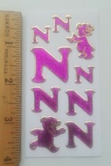 Set of 2 sheets of vintage introduct glitter stickers «N» discontinued Germany