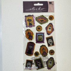 Crafts Sticko Stickers Trick Treat Happy Halloween Framed Ghosts Bats Black Cat