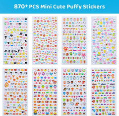 870 PCS Cute Mini Puffy Stickers for Kids Girls 3D Small Tiny Kawaii Stickers…