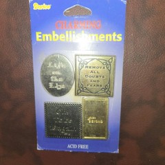 Darice Charming Embellishments Metal Scrapbooking Charms Lot 4 Packs Word Leaf
