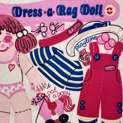 RARE 1984 Sandylion Maxi Activity Sheet Stickers DRESS A RAG DOLL Pink And Blue