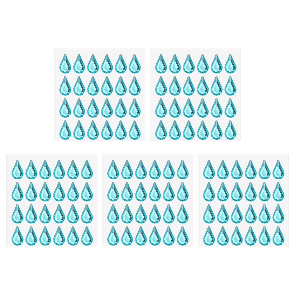 5 Sheet/120Pcs Water Drop Self-Adhesive Rhinestone Sticker Lake Blue