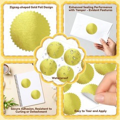 300Pcs Gold Foil Stickers, 2″ Gold Seal Stickers for Certificates, Self-Adhes…