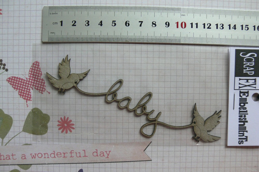 CHIPBOARD Die Cut – BABY Banner with Birds & FRAME – 2 Style Choice Scrap FX B