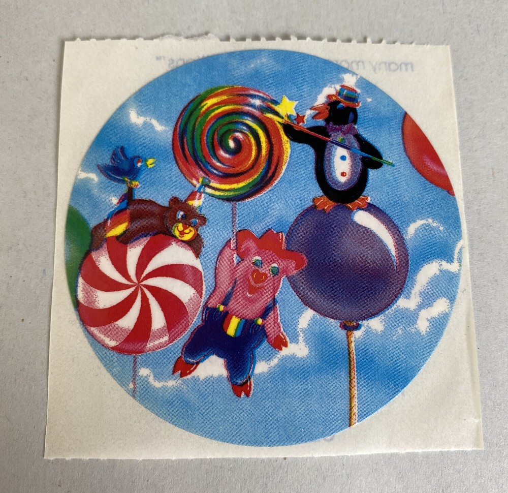 Lisa Frank 1984 Vintage Sticker Lollipops Penguin Pig Bird