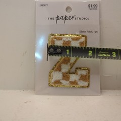 The Paper Studio Chenille V Brown White Checker Sticker Patch Alphabet Letter