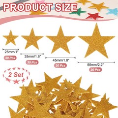 Star Foam Stickers, 140Pcs EVA Self Adhesive Glitters, Golden