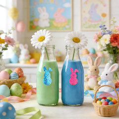 Colorful Glitter Easter Bunny Stickers, 1.5» Self-Adhesive Roll, 500 Pcs