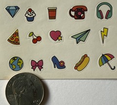 MINI FOOD Sticker(63pc) Pizza•Ice Cream•Popsicle•Candy •Fruit•Cherry•Card Making