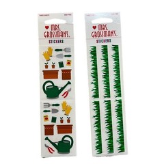 Vntg Mrs. Grossman’s Green GRASS & Garden Tools Scrapbook Stickers New