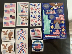 Vintage SANDYLION Patriotic 4th July USA Red White Blue Stickers Lot Flag