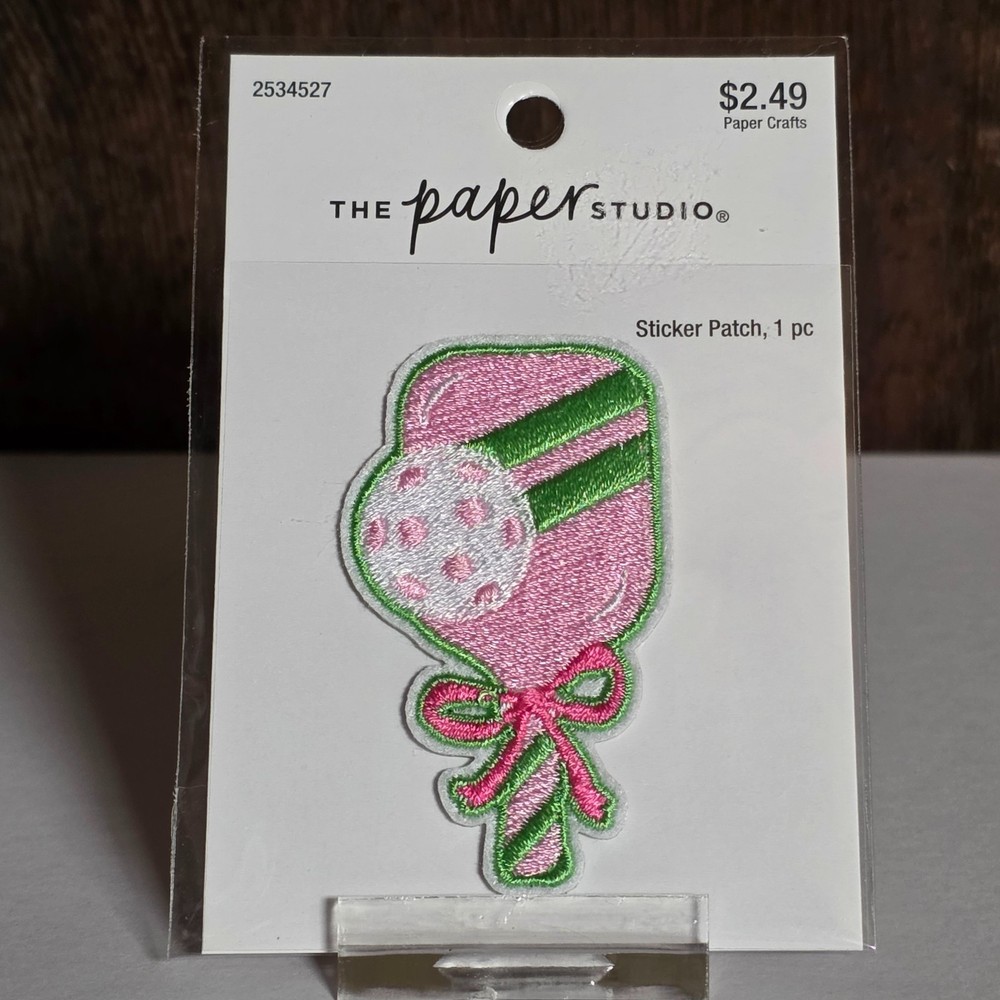 The Paper Studio Green and Pink Pickleball Sticker Patch 1 pc