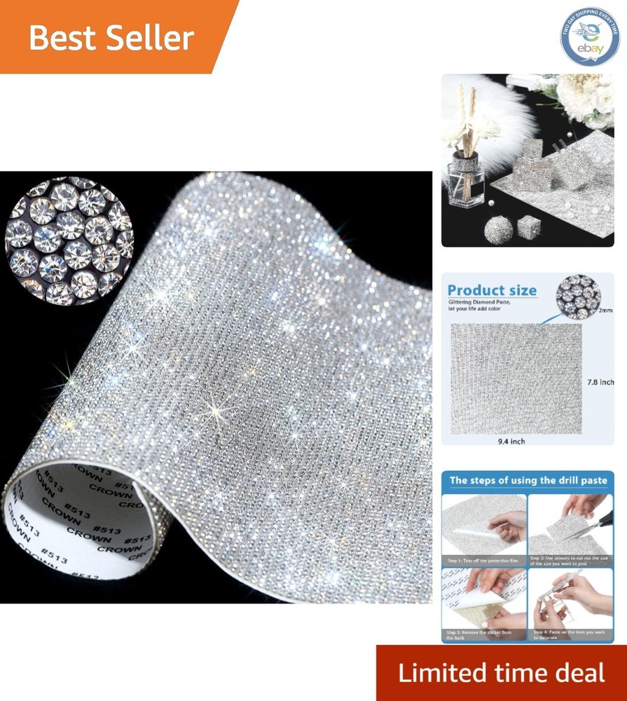 Luxury Bling Rhinestone Sheet 9.4×7.9 Inches – 12000 Pcs for DIY Glitter Crafts