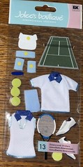 RARE JOLEES TENNIS Court RACQUET BALL Uniform Polo SHOES Visor Hat Sport STICKER