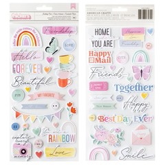 American Crafts RAINBOW AVENUE PHRASES (2) SHEETS FOAM & CARDSTOCK THICKERS