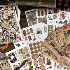 Vintage Aesthetic Washi Stickers and Papers for Scrapbooking, 40 Sheets Ephemera