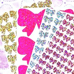 Holographic Sparkle Cute Bow Stickers! ~ Custom Size & Color
