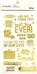 Travel, gold, scrapbook stickers, 4×7″ – Recollections #750752